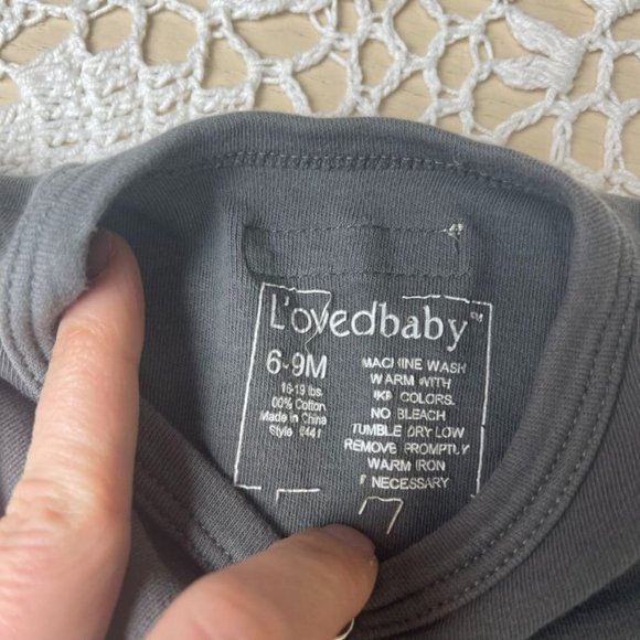Lov'd Baby 6-9 Months Gray Footless Coverall Long Sleeve Romper Sleeper - Picture 2 of 4